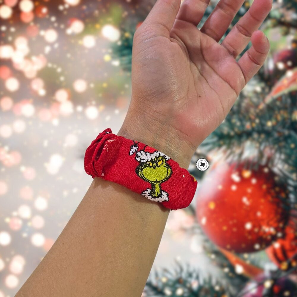 Grinch Face Christmas Scrunchies Watch Band for Apple Watch Fitbit Samsung